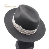 ダンス 衣装 帽子 ハット ブラック系 タカダンス TAKA DANCE 黒 ラインストーン ラテン ジャズ デモ パーティー メンズ ぼうし リボン 小物 ダンス小物 イベント ステージ 競技 キラキラ 社交ダンス シルバー系