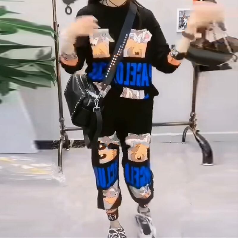 ファットシスタースリムスーツプラスサイズ婦人服2020秋新作ファッション年齢削減カバー肉漫画ツーピースパンツ ミックスインファッション35437673677