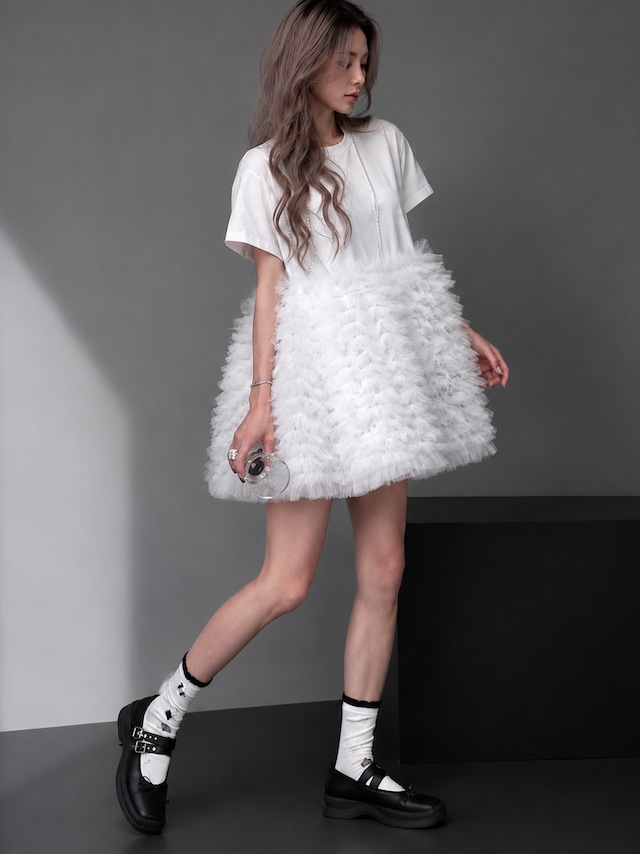 Cloud Frill Balloon Mini Dress＊S-250