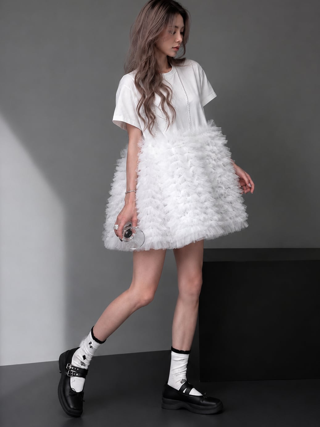 Cloud Frill Balloon Mini Dress*S-250