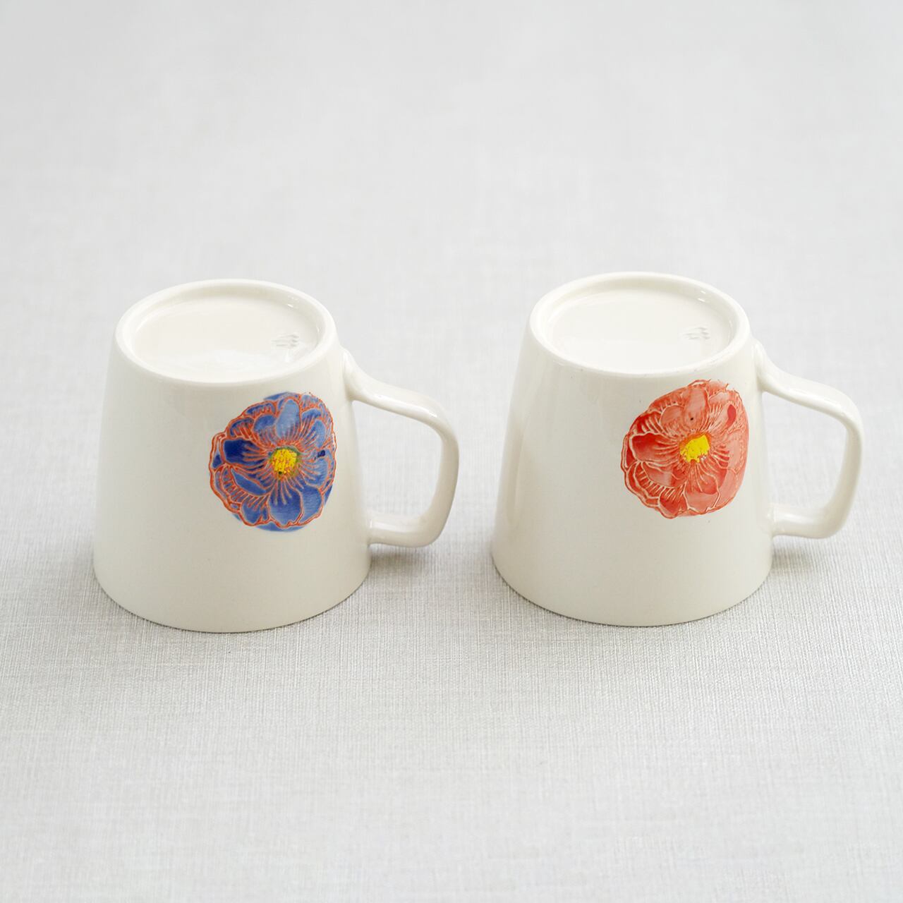 花かざり マグカップ（青・赤） | 菊祥陶器／工房祥sho～ Kikusho