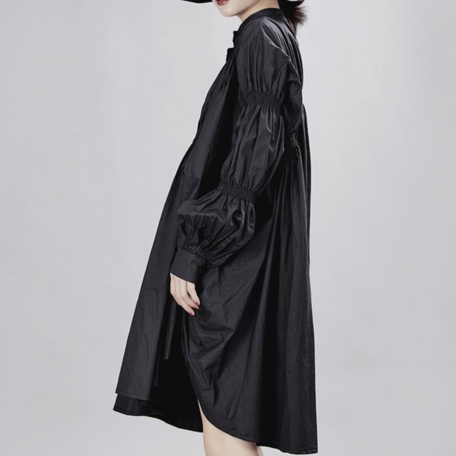 Balloon sleeve A-line flare dress【2color】 C0920