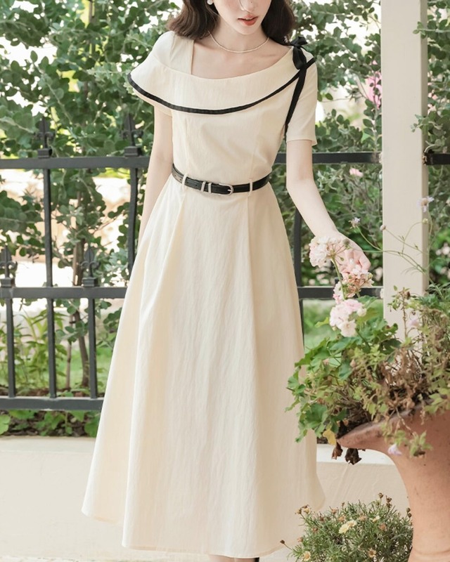 カットラインサイドリボンワンピース 2508494