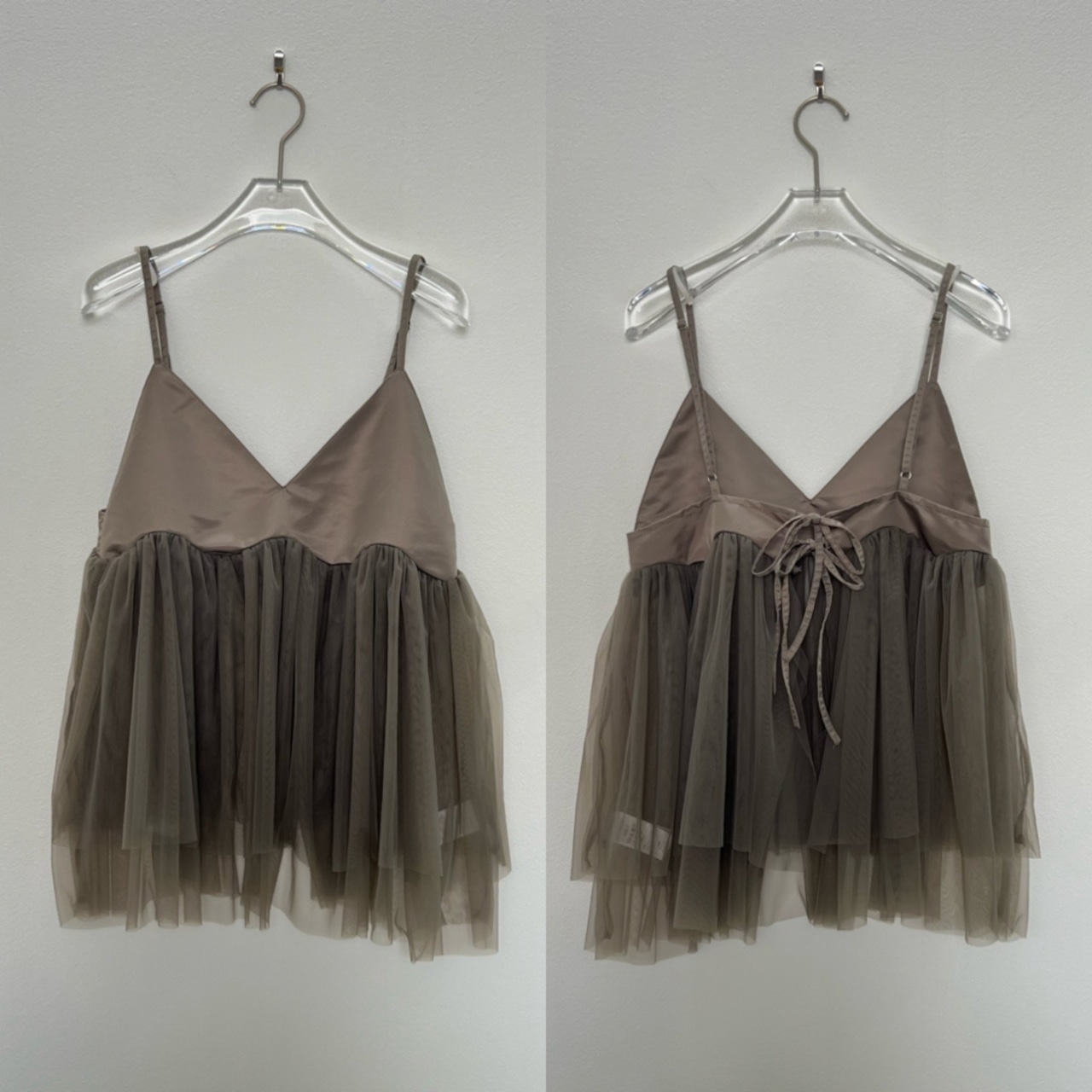 ランダムチュール異素材bustier/グレージュ