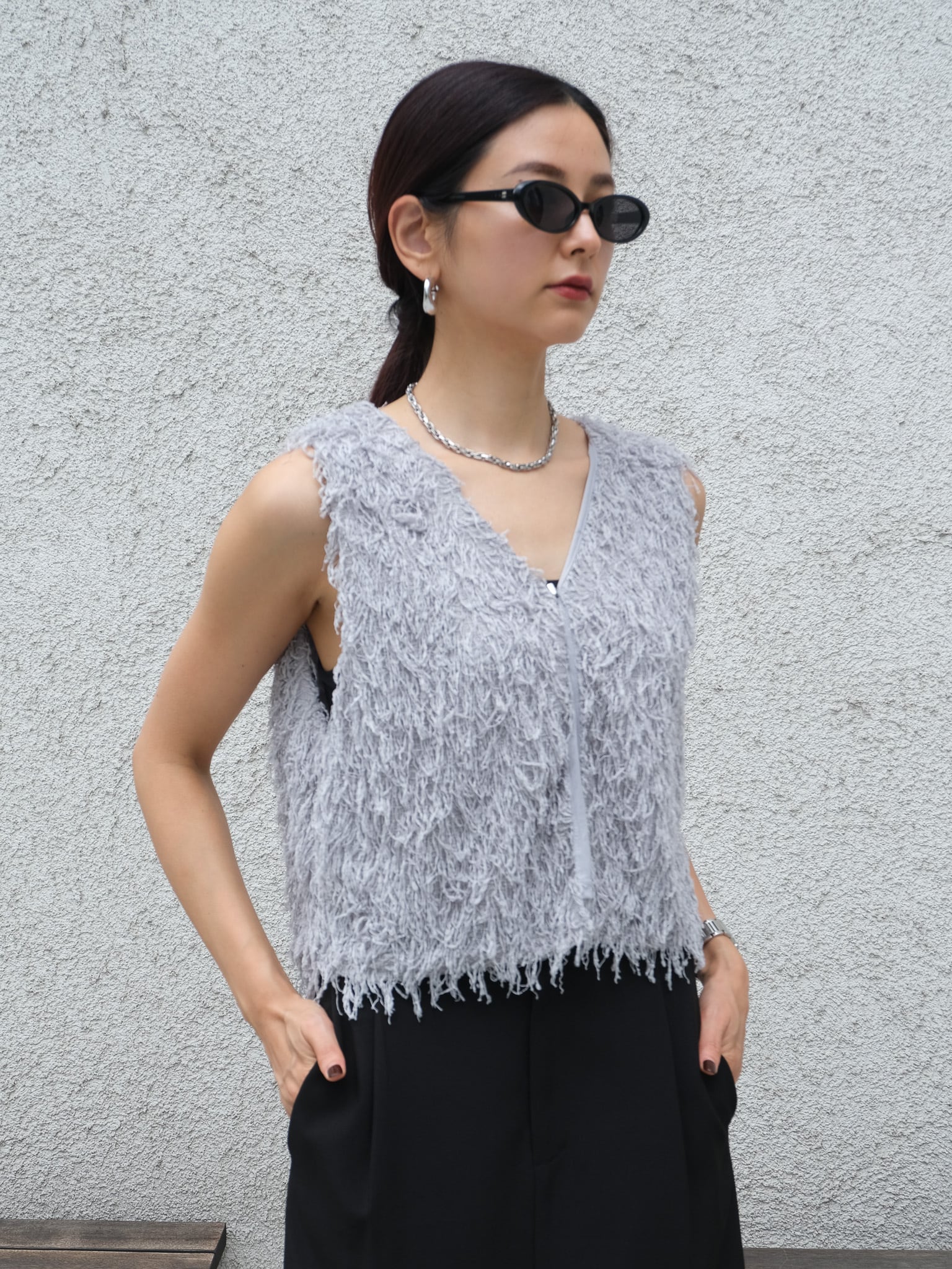 Feather short vest(フェザーショートベスト)【7539201】select by Bou Jeloud