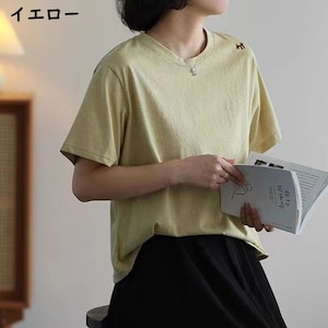 ワンポイント刺繍 Tシャツ 5col M 10770