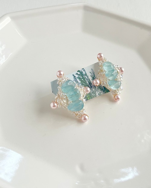 氷飴アクアマリン/ピアス