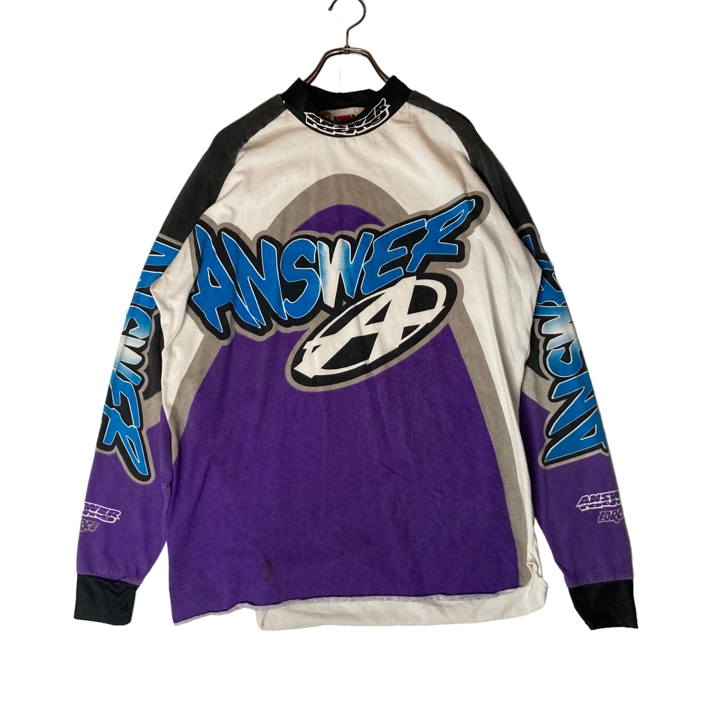 ラグランスリーブ】ANSWER racing 長袖Tシャツ L プリント | 古着屋