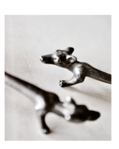 フランス 誰かを探す狼さんとカトラリーレスト アンティーク