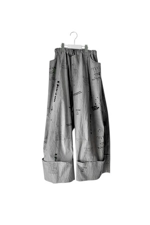 HAND-DRAWN Pt. WIDE MACKIN PANTS【WASHER CHECK-GRAY】/ F2