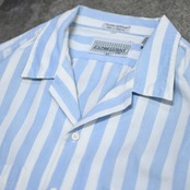 double pocket stripe open collar shirt