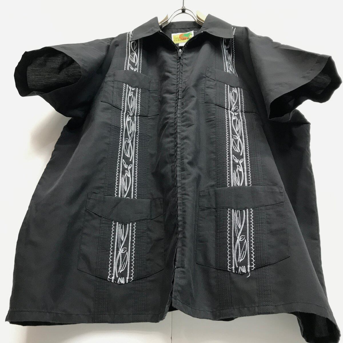 ハバンド 襟芯入り フルジップ 半袖 キューバシャツ GUAYABERA SHIRTS