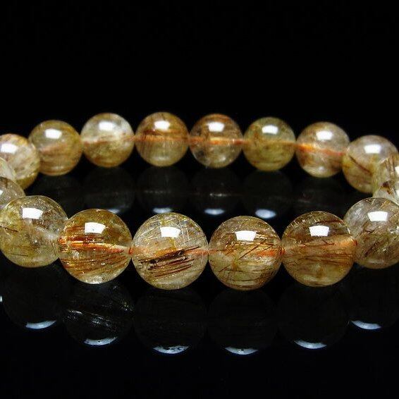 キャッツアイルチルクォーツ ブレスレット 12mm ルチルクォーツ ブレス 一点物 メール便可 [M便 1/10] 111-45884