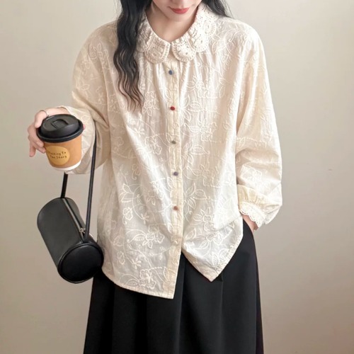 2色/ペタルカラーフラワー刺繍ブラウス ・12704