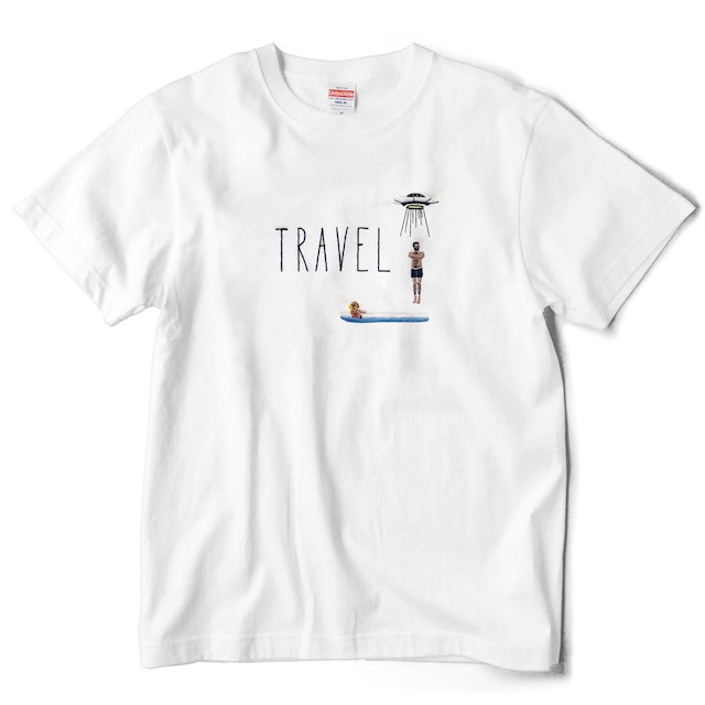 slowth 刺繍Tシャツ TRAVEL (ホワイト)