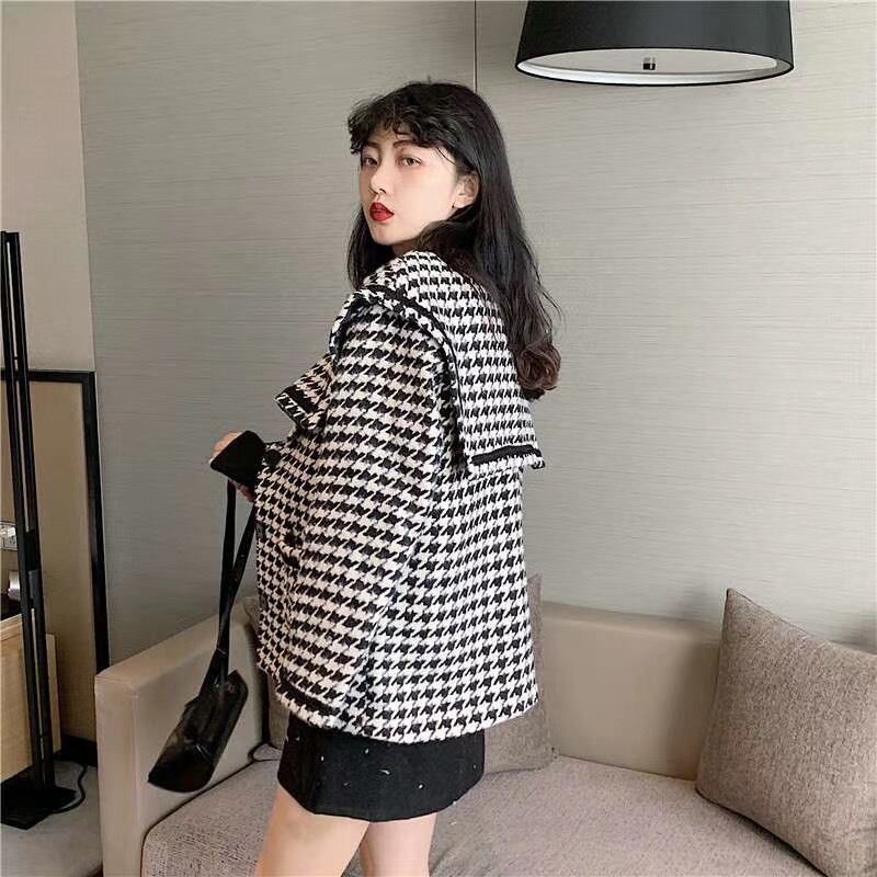 セーラーカラー千鳥柄ジャケット