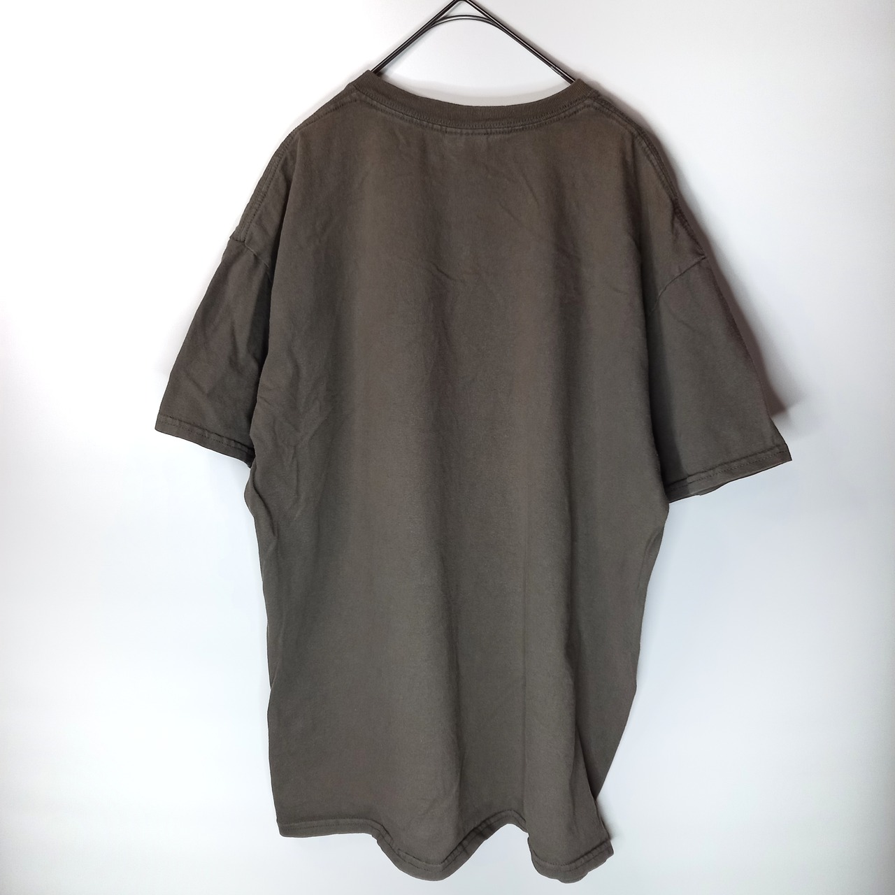 ギルダン　クルーネック　プリントTシャツ　企業ロゴ　カーキ　L