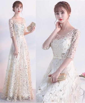 ★★送料無料★11号☆刺繍レースパーティ－ロングドレス(OPN3544）★