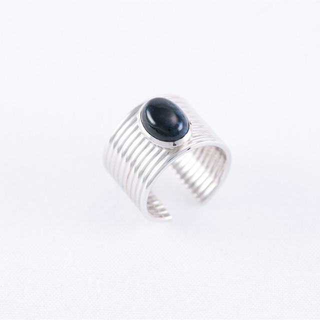 OVAL NAIL RING -BLUE PIETERSITE-