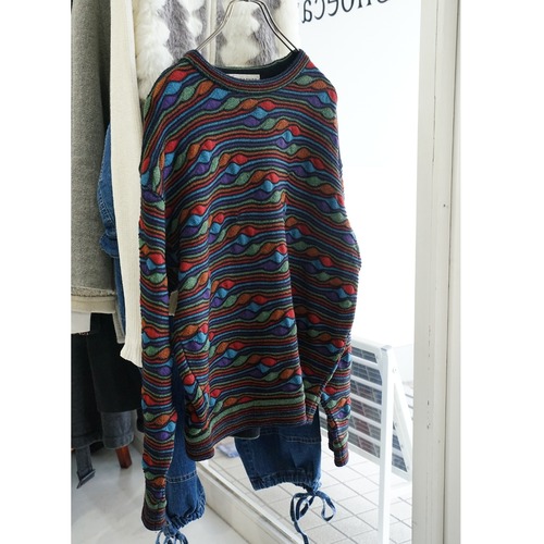 JHANE BARNES マルチカラー ウェーブ柄 ニット（表記S・実寸M相当）｜NA449