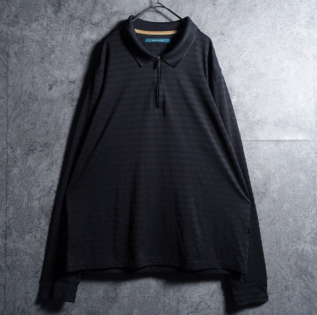 "PERRY ELLIS" Black Half-Zip Desgin Polo shirt