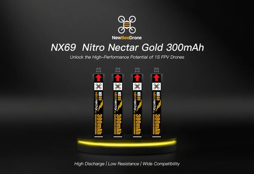 NewBeeDrone Nitro Nectar NX69 300mAh 1S 80C HV LiPo Battery 4pcs