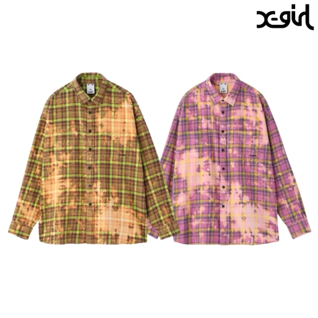 【X-girl】BLEACHED PLAID SHIRT【エックスガール】