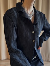 mode black pleats shirt-5182-3