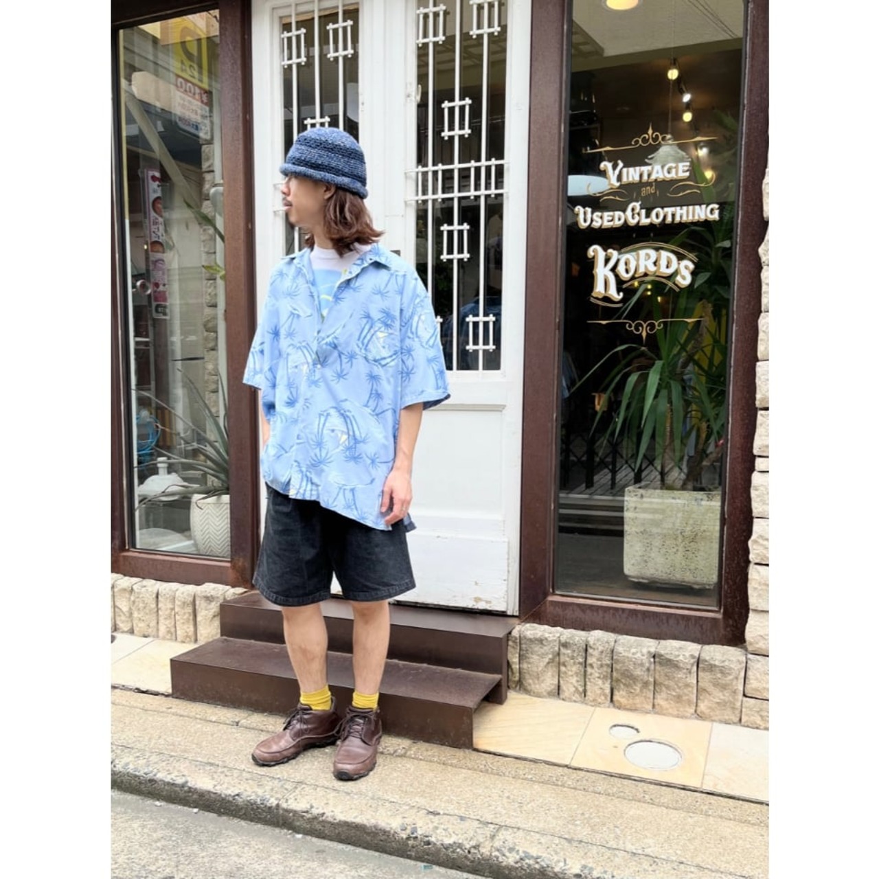 90s Ralph Lauren "CLAYTON" S/S OPEN COLLAR SHIRT Size XL