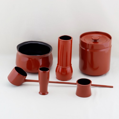 1753  輪島塗　茶皆具揃え／脱乾漆／弁柄漆