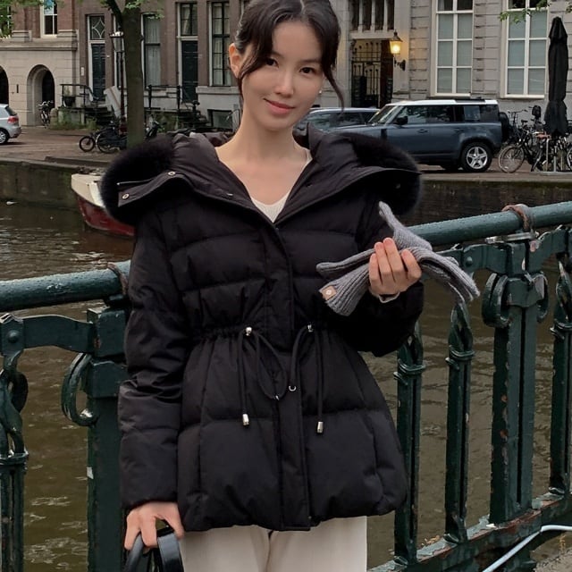 ブラック キルティング ダウンジャケット ショート丈