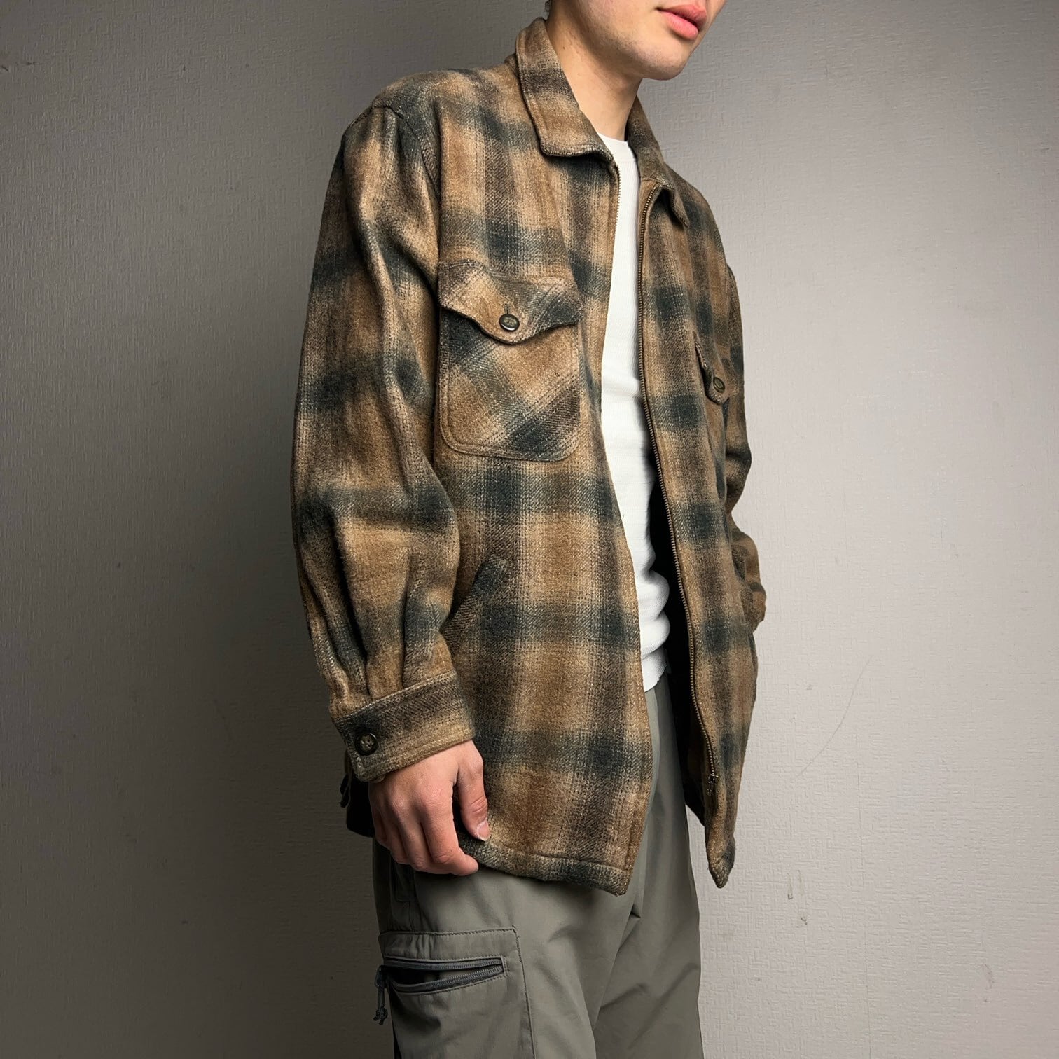 80's~90's UNIQLO Ombre Plaid Wool Jacket 80年代 90年代 ユニクロ