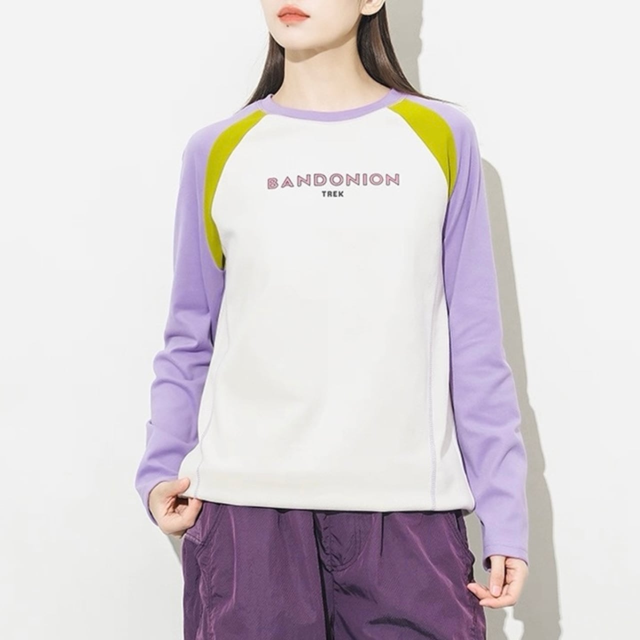 配色ラグランロングスリーブトップス C00914