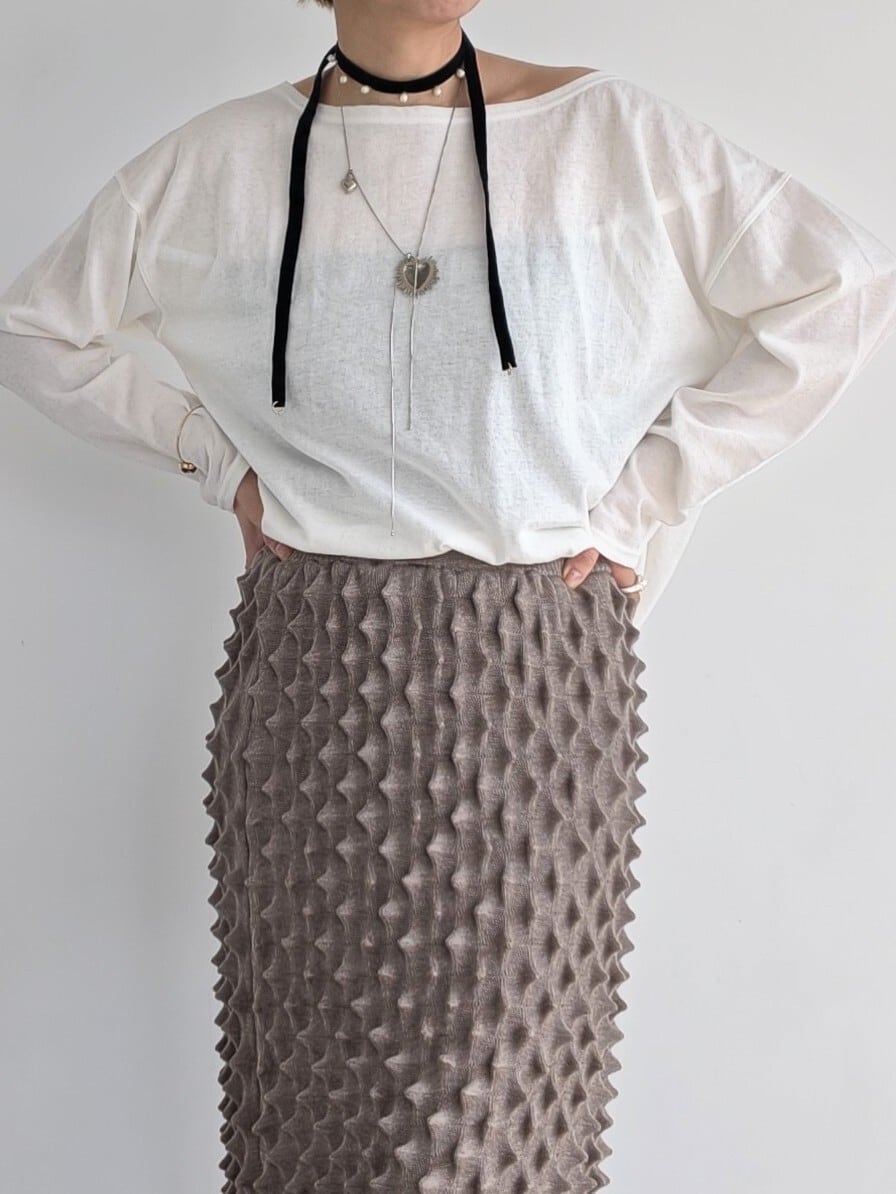 OPEN SESAME CLUB】durian long skirt greige | LIKE FOR LIKE