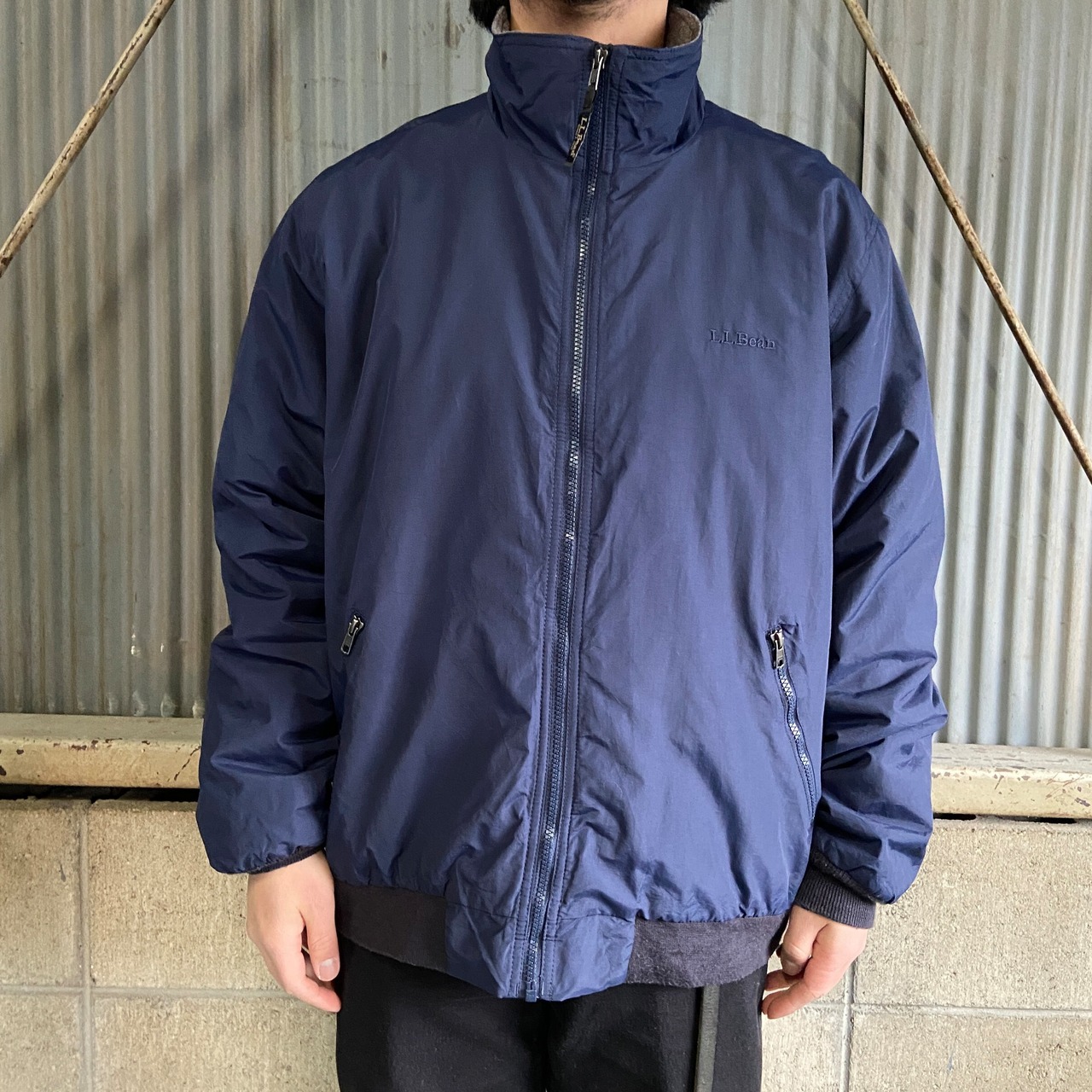 L.L.Bean エルエルビーン 裏フリース ナイロンジャケット メンズL 古着  