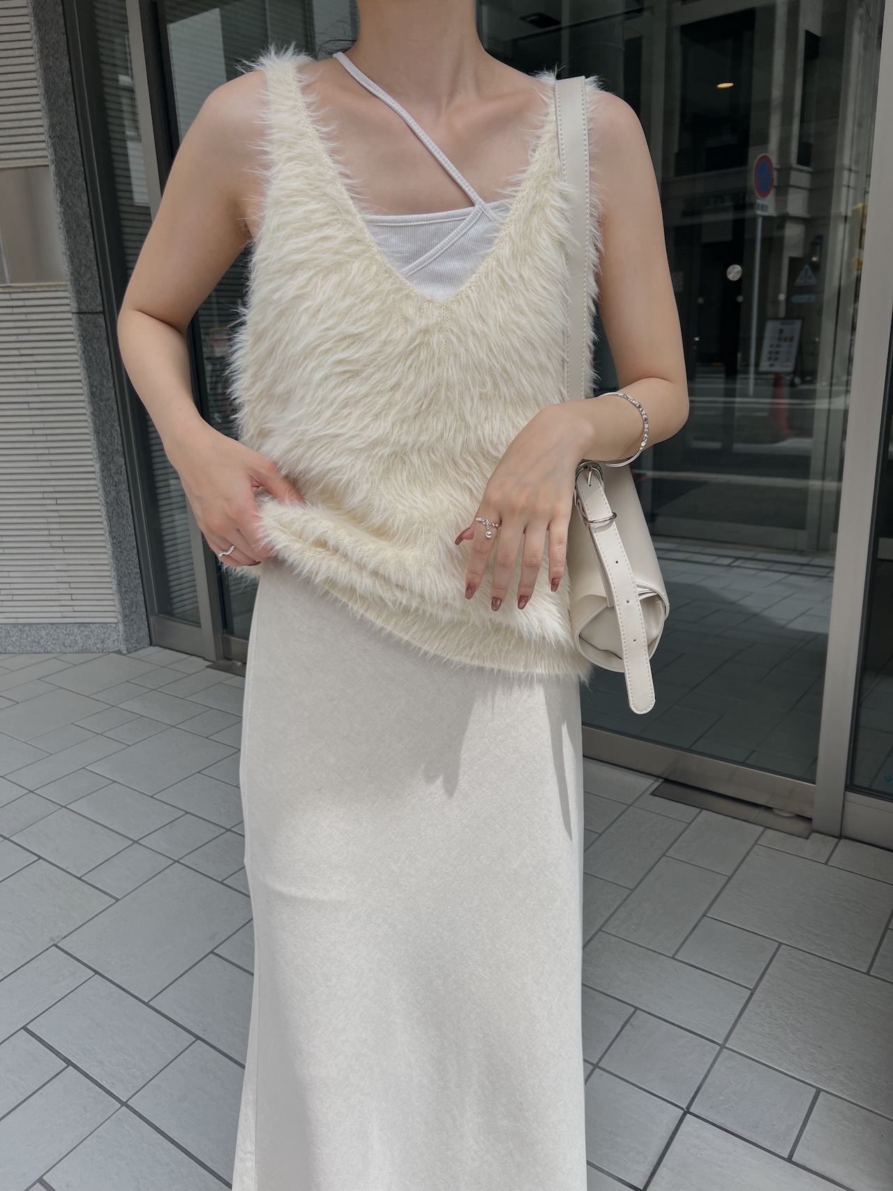 svelte shoulder shaggy knit
