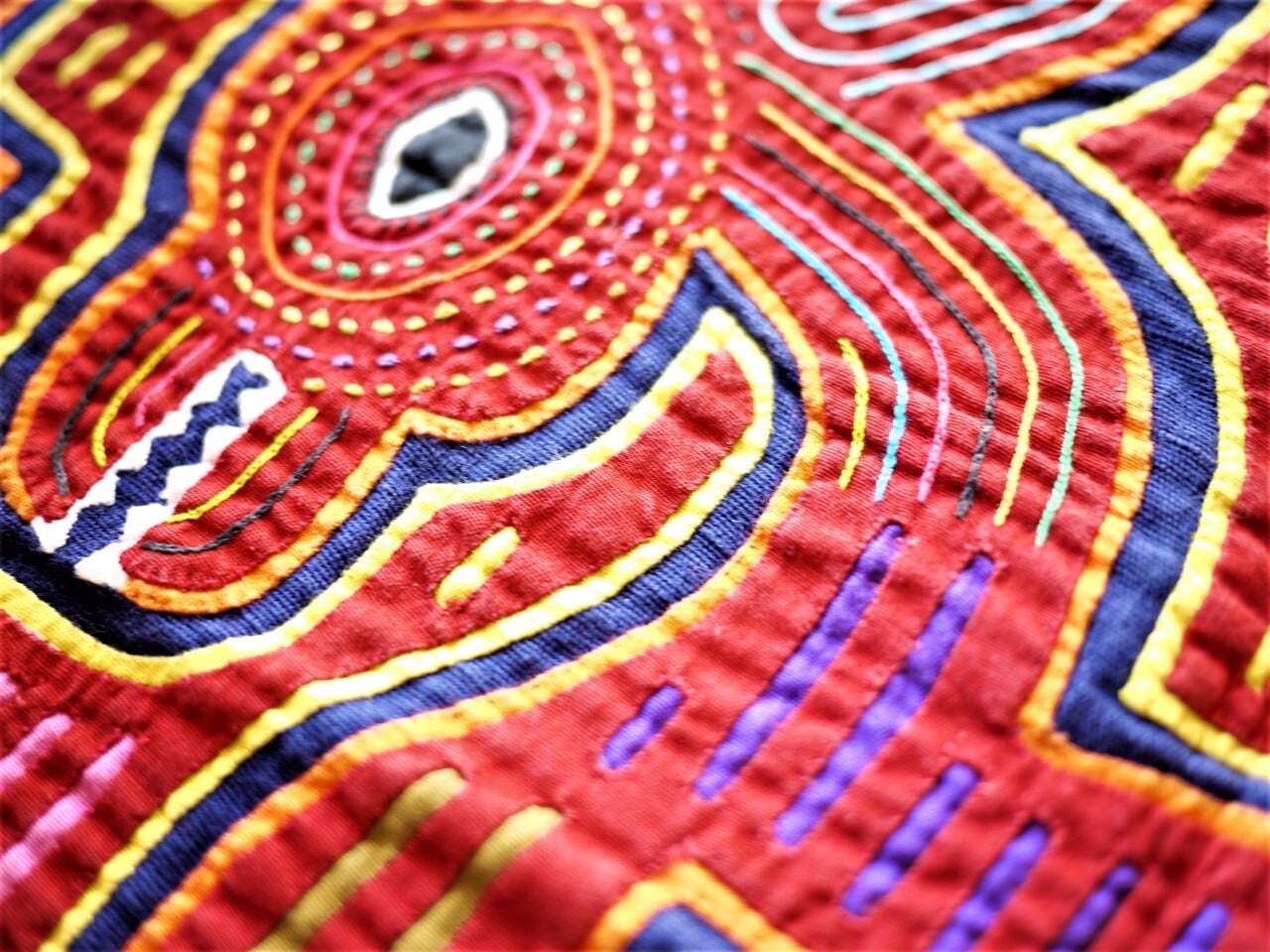 モラ刺繍 MOLA モラキルト ろば パナマ クナ族 民族衣装 こりすのパン屋Base店 （世界の蚤の市 ひとつだけの宝物）