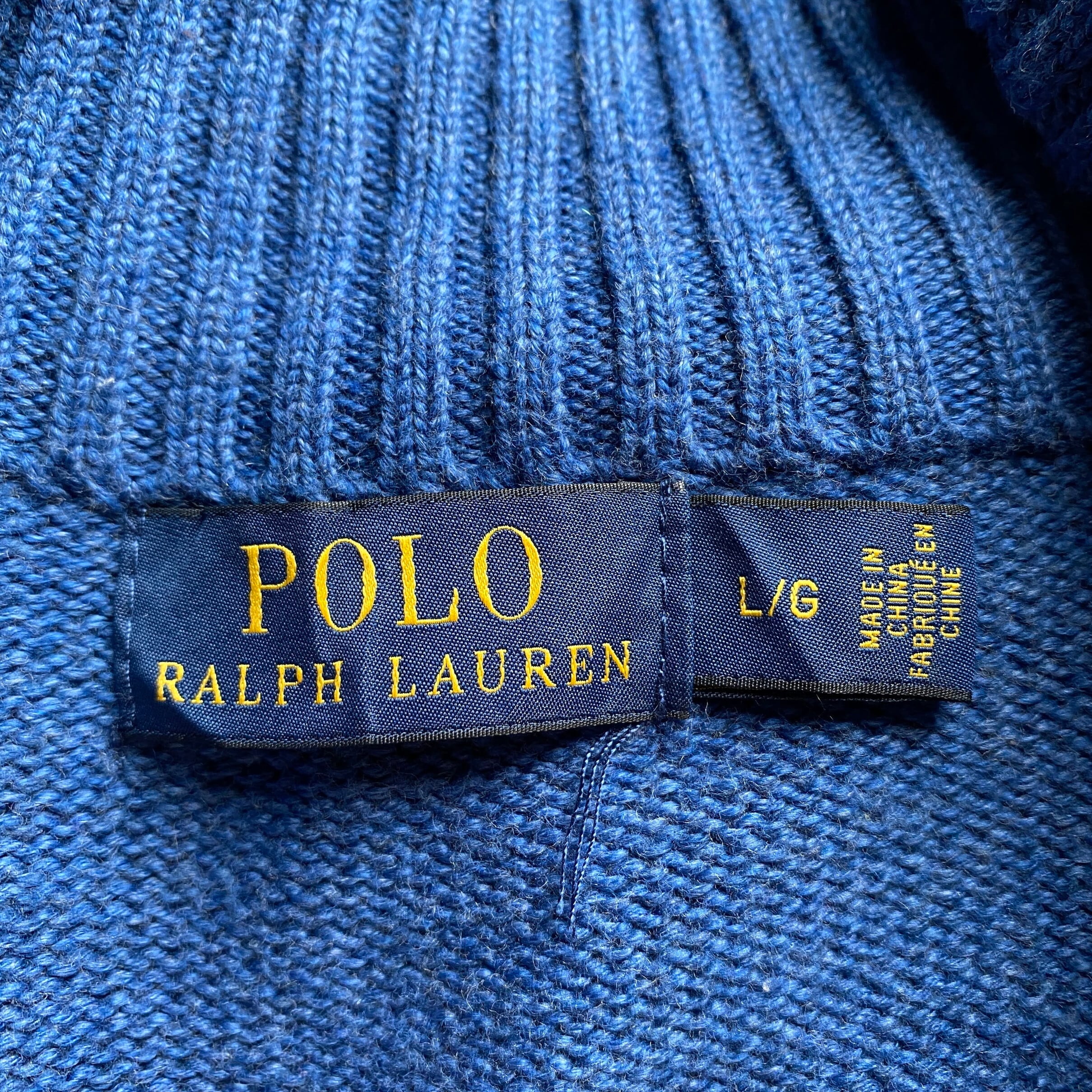 Polo Ralph Lauren ポロ ラルフローレン ハーフボタン コットンニットセーター メンズL 古着 青  ブルー【ニットセーター】【AN20】 | cave 古着屋【公式】古着通販サイト