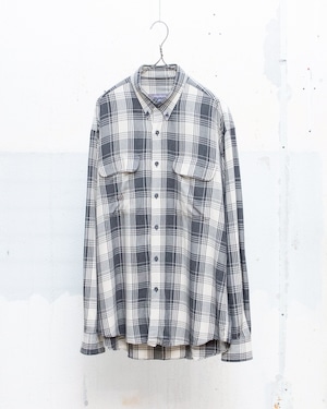“Daniel Hechter” madras check button down shirt / viscose drapey fabric / double flap pocket