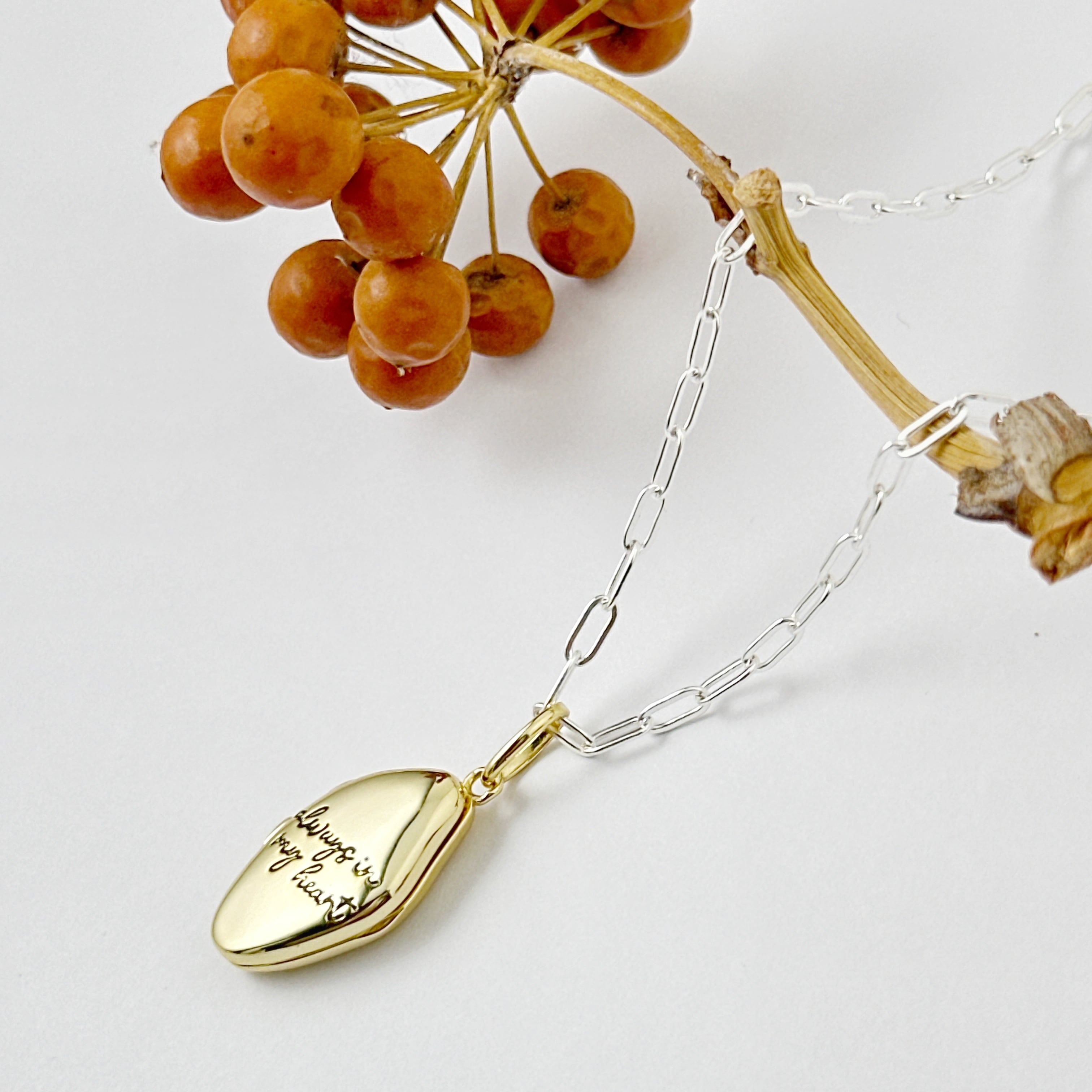 Message Collection】Gold Coating ビーンズ ロケット ペンダント