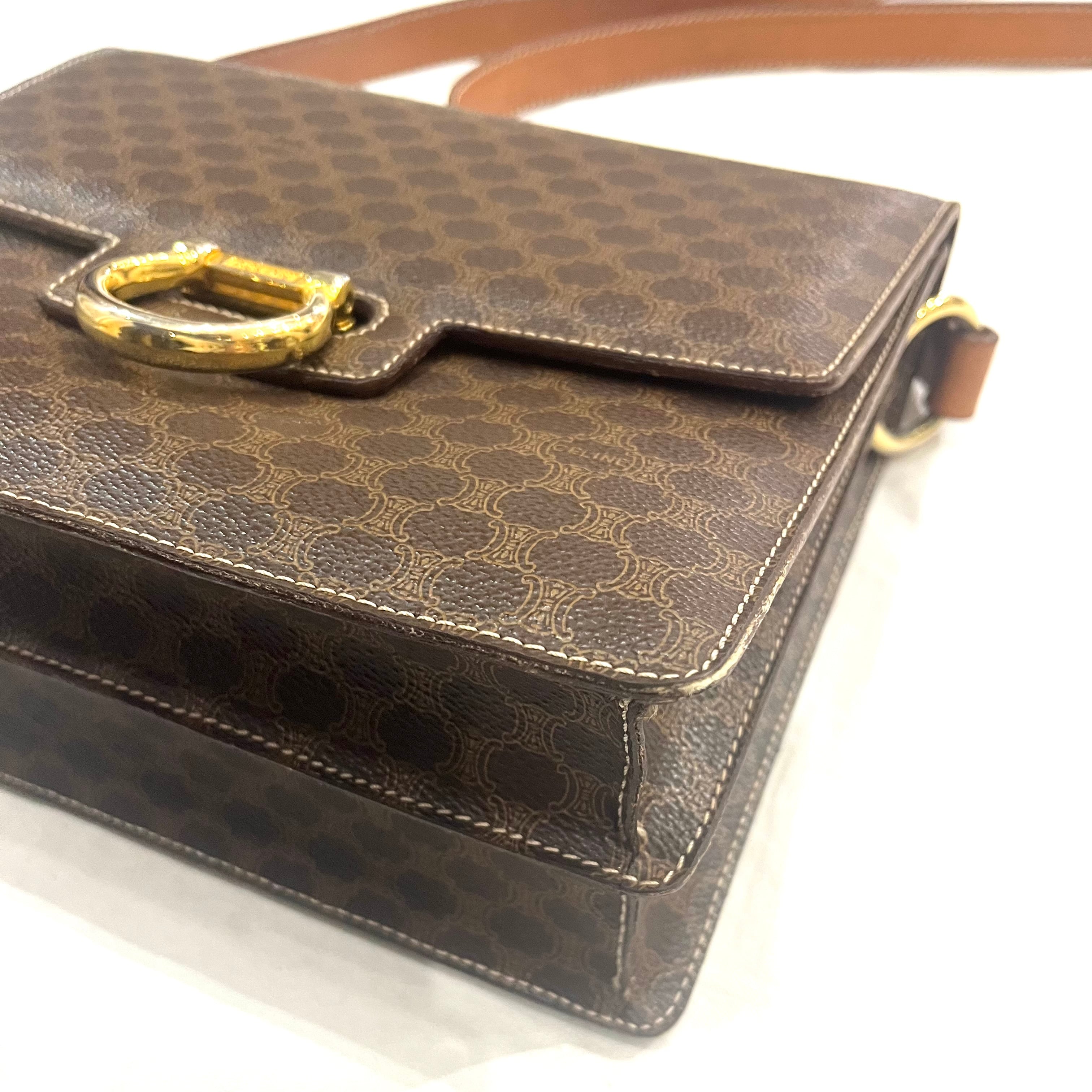 CELINE オールドセリーヌ ダブルフラップ マカダム柄 ヴィンテージF/10 OLD CELINE オールドセリーヌ マカダム柄ショルダーバッグ PVC | corne