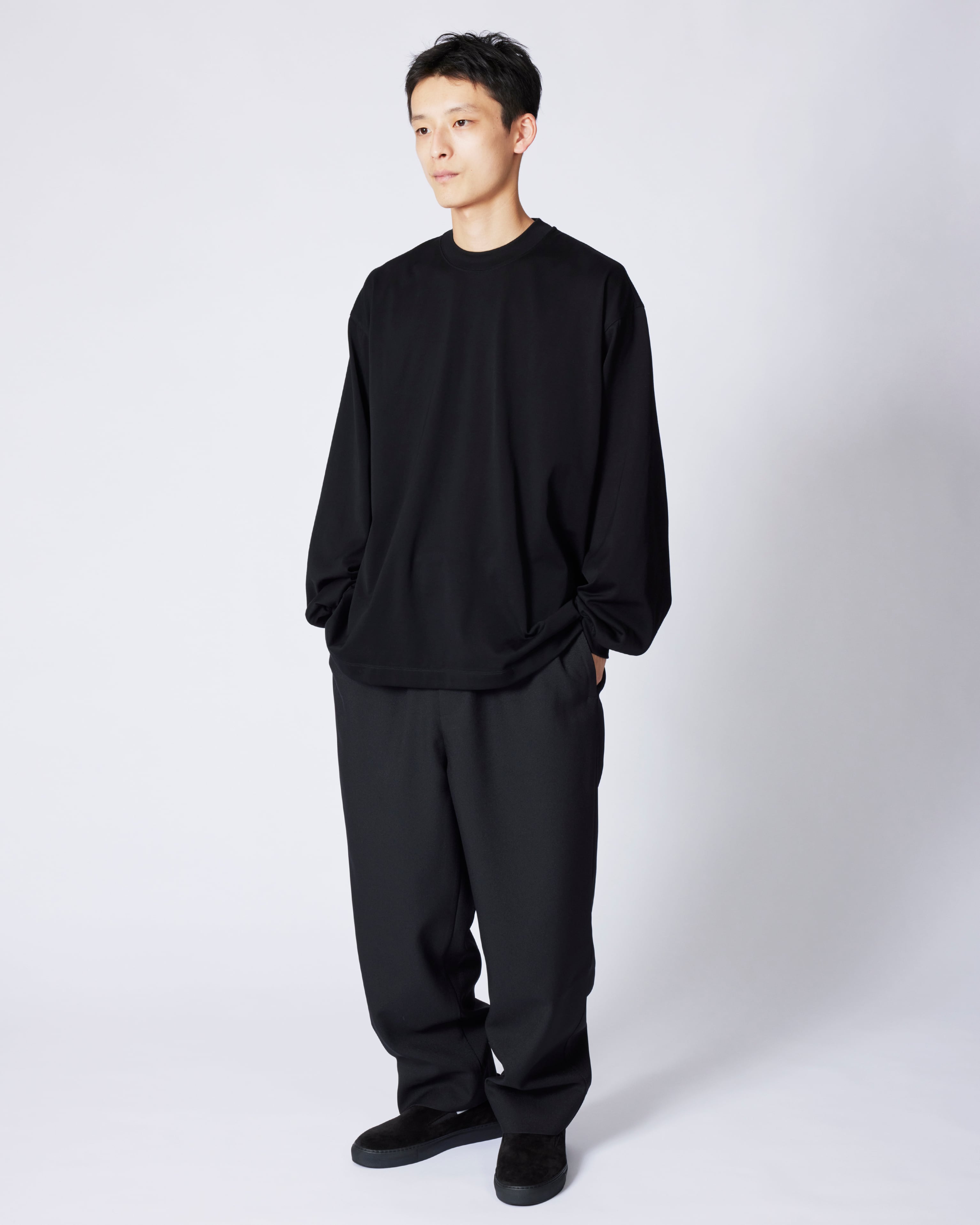 everyone luxury cotton long sleeve tee shirt (BLACK) | everyone