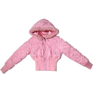 short length puffer jacket w/ fur hood