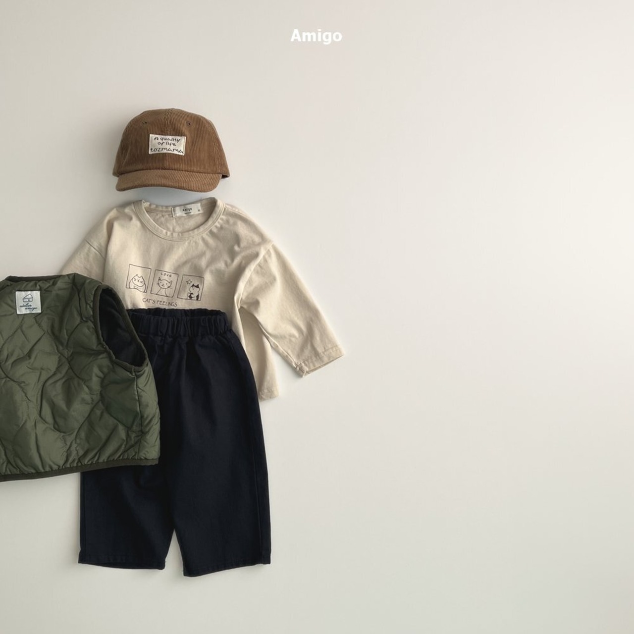 【Amigo】キャットプリントT ベージュ 80~100cm - 3