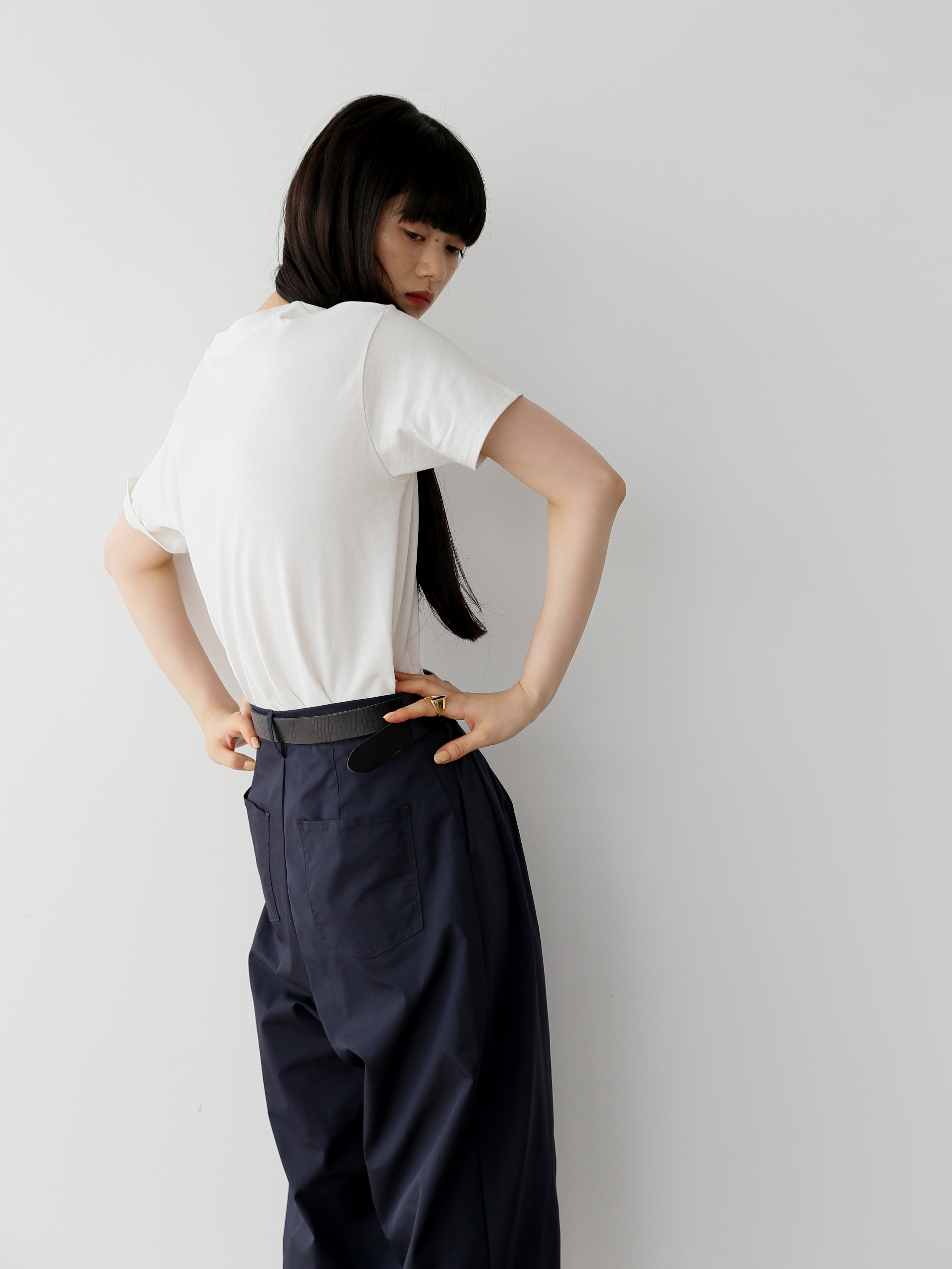 chambray tuck slacks（navy） | Cara by Katrin TOKYO