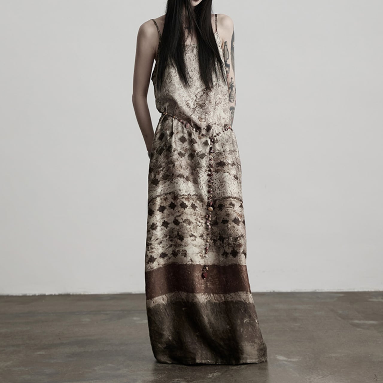 Printed artistic strap dress S969