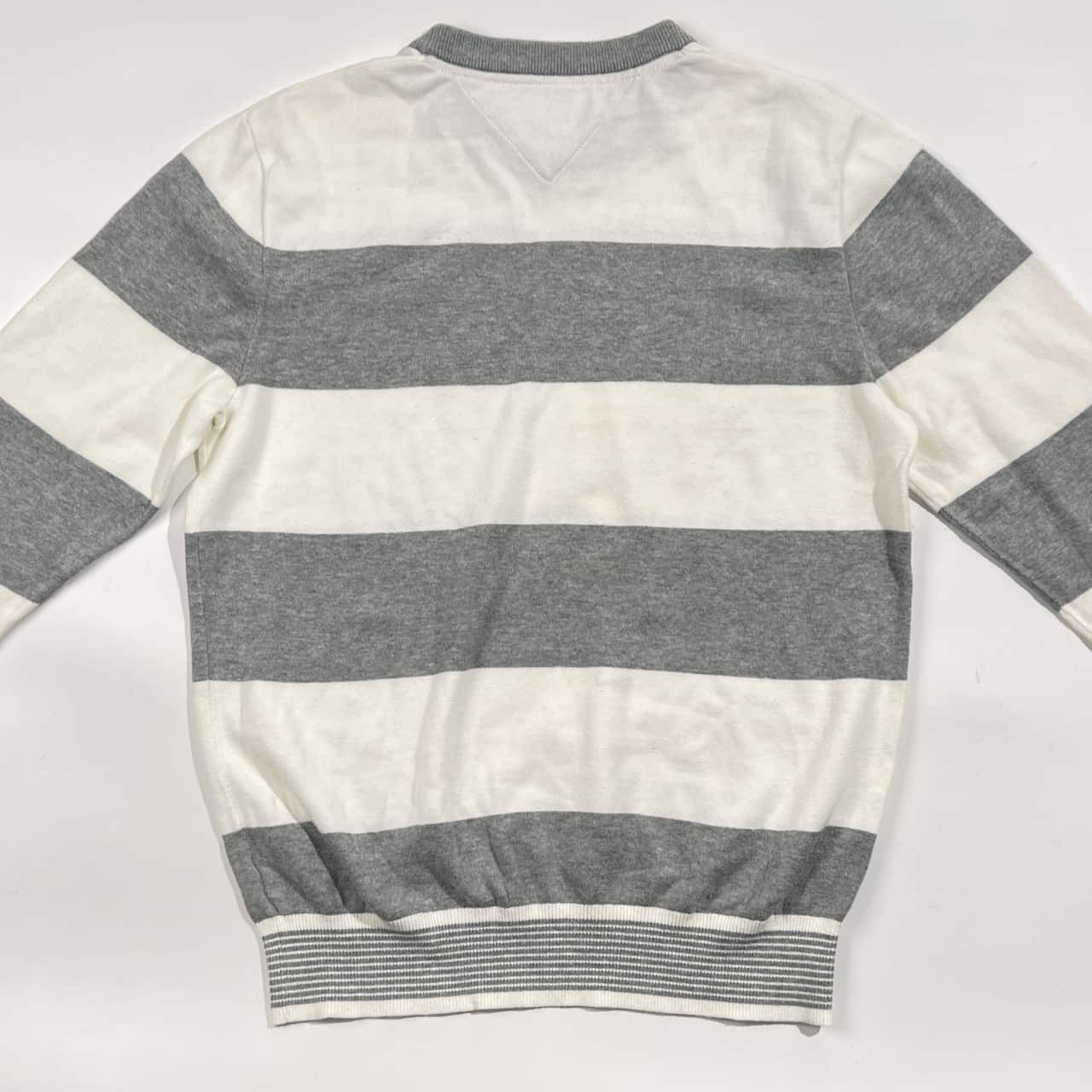 TOMMY HILFIGER トミーヒルフィガー ボーダー コットン ニット トレーナー S/ホワイト×グレー メンズ