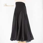 社交ダンス 衣装 スタンダード スカート レッスンウェア レディース 無地 ICHIOKU イチオク ブラック系 練習着 シンプル 光沢感 上品 社交ダンス スカート ブラック ウエストゴム 伸縮性 シンプルデザイン 二重スカート アーバンブラック 毎日着用 コーディネート 無地 練習用 トレーニング シルエット レディースファッション 92cm丈