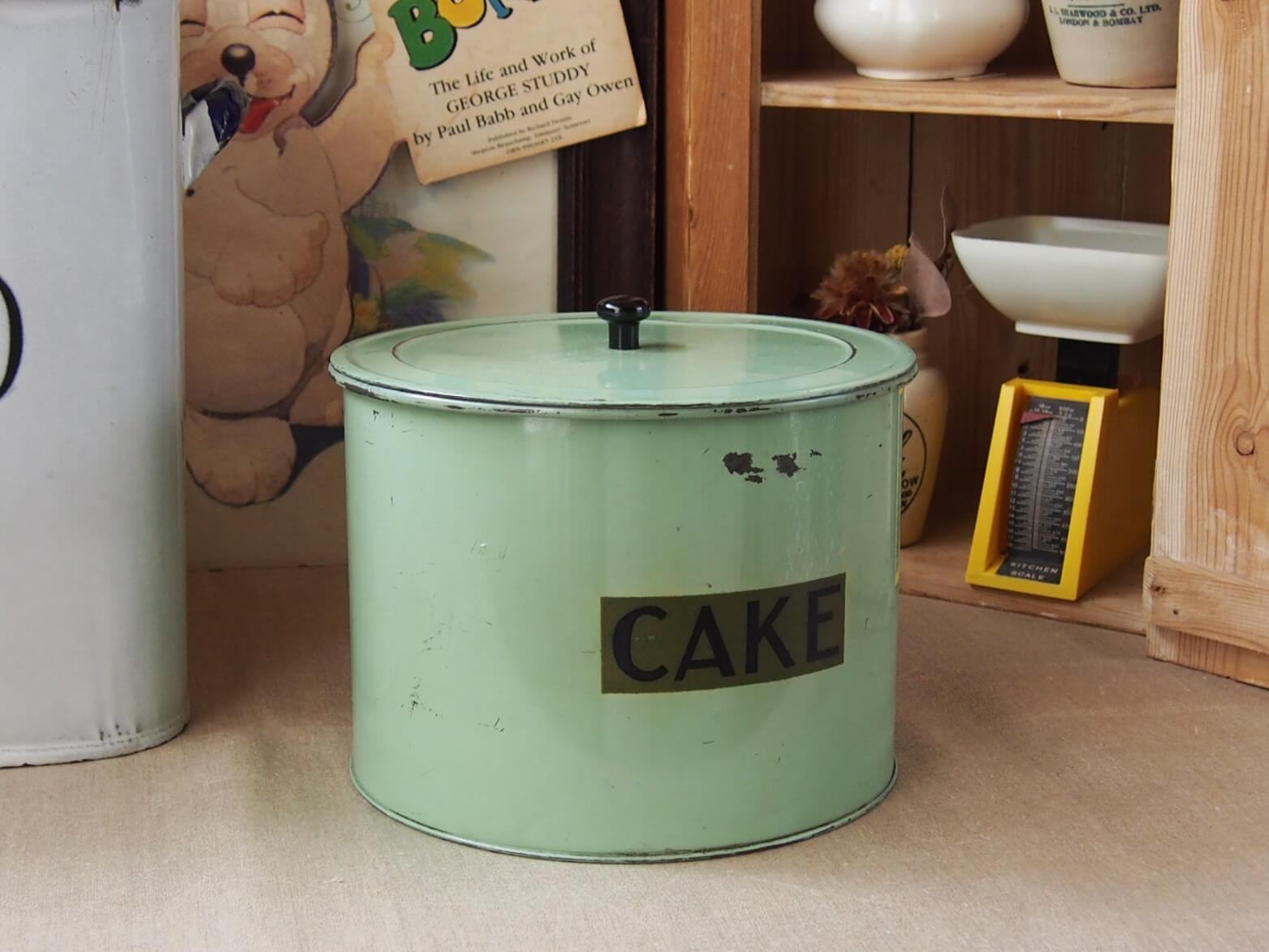 インテリアアンティーク ケーキ缶 cake缶 クリーム色 - キッチン収納
