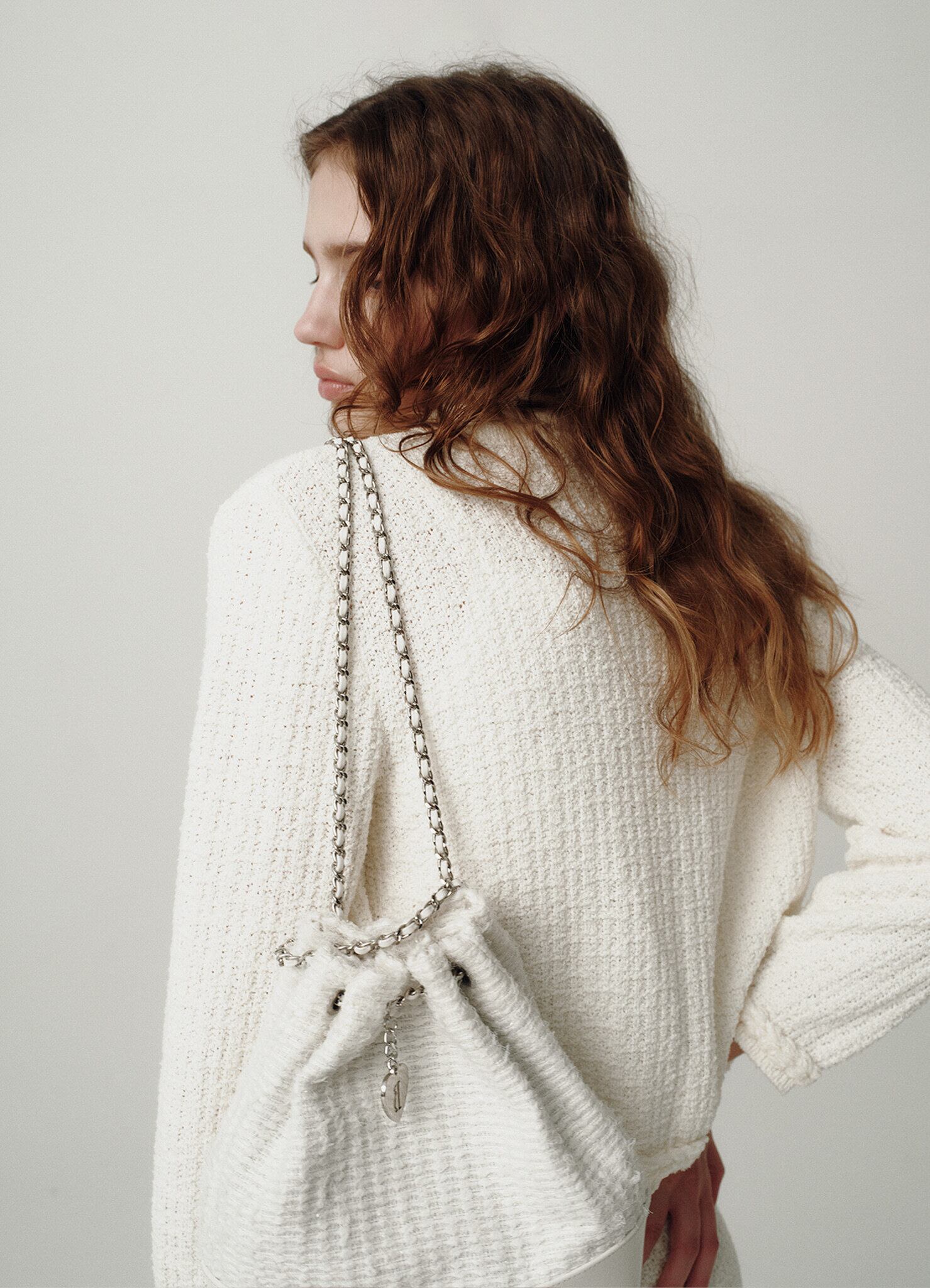 The Barnnet] Ivory Tweed Drawstring Chain Backpack 正規品 韓国